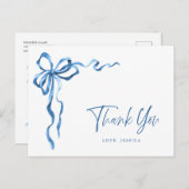 Watercolor Blue Hand Draw Bow Vielen Dank Postkarte (Vorne/Hinten)