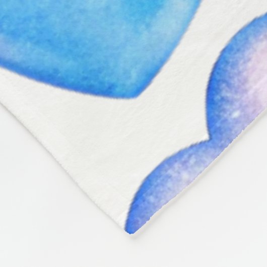Watercolor Blue Heart Fleece Blanket (Ecke)