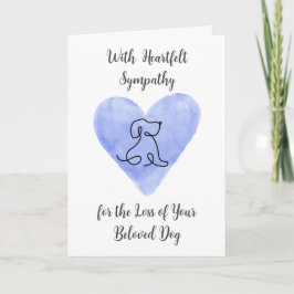 Watercolor Blue Heart with Dog Drawing Sympathy Karte