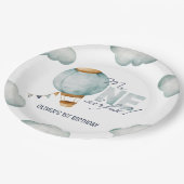 Watercolor Blue Hot Air Ballon Mr ONEderful Boy Pappteller (Schrägansicht)