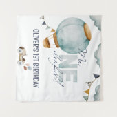 Watercolor Blue Hot Air Ballon Mr ONEderful Boy Wandteppich (Vorderseite (Horizontal))