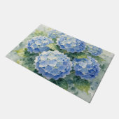 Watercolor Blue Hydrangea Bouquet Fußmatte (Schrägansicht)