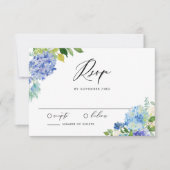 Watercolor Blue Hydrangea Bouquet Wedding RSVP Karte (Vorderseite)