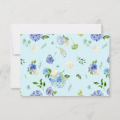Watercolor Blue Hydrangea Bouquet Wedding RSVP Karte (Rückseite)