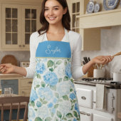 Watercolor Blue Hydrangea Floral Name Schürze