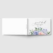 Watercolor Blue Hydrangea Floral Wedding Gästebuch (Voll)