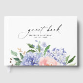 Watercolor Blue Hydrangea Floral Wedding Gästebuch (Vorderseite)