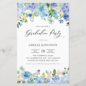 Watercolor Blue Hydrangea Graduation Party - Einla (Vorderseite)
