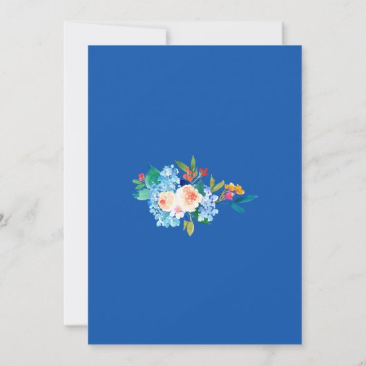 Watercolor Blue Hydrangea Hochzeit Einladung (Rückseite)