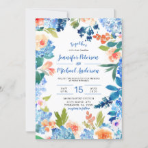 Watercolor Blue Hydrangea Hochzeit Einladung