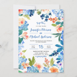 Watercolor Blue Hydrangea Hochzeit Einladung