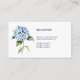 Watercolor Blue Hydrangea Navy Wedding Registry Begleitkarte