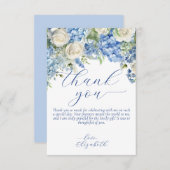 Watercolor Blue Hydrangea Script Danke Karte (Vorne/Hinten)