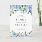 Watercolor Blue Hydrangea Wedlet Booklet Programm (Vorderseite)