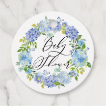 Watercolor Blue Hydrangea Wreath Baby Dusche