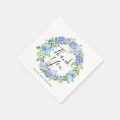 Watercolor Blue Hydrangea Wreath Vielen Dank für I Serviette (Ecke)