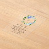 Watercolor Blue Hydrangea Wreath Wedding Acryleinladungen (Ablage )
