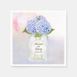 Watercolor Blue Hydrangeas Mason Jar Wedding Serviette