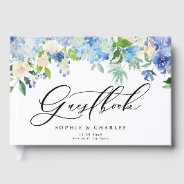 Watercolor Blue Hydrangeas Wedding Gästebuch