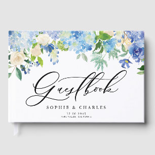 Watercolor Blue Hydrangeas Wedding Gästebuch