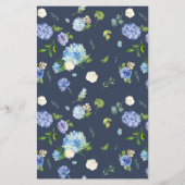 Watercolor Blue Hydrangeas Wedding Menu Card (Rückseite)