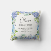Watercolor Blue Hydrangeas Wreath Kinderzimmer Pil Kissen (Vorderseite)