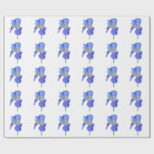 Watercolor Blue Iris Blume Wrapping Paper Geschenkpapier (Flach)