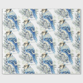 Watercolor Blue Jay Bird Blueberries Country Art Geschenkpapier (Flach)