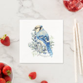Watercolor Blue Jay Bird Blueberries Country Art Serviette (Beispiel)