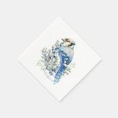 Watercolor Blue Jay Bird Blueberries Country Art Serviette (Ecke)