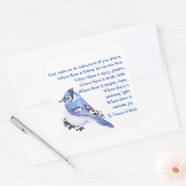 Watercolor Blue Jay Bird St. Francis Gebet Quadratischer Aufkleber (Umschlag)