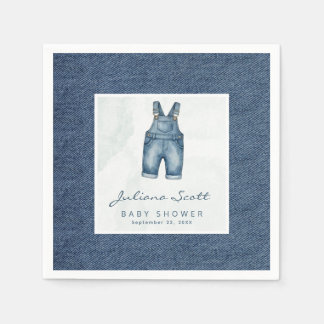 Watercolor Blue Jeans Baby Shower Denim Serviette