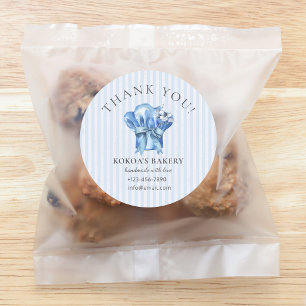 Watercolor Blue Koch Hat Bakery Logo Vielen Dank Runder Aufkleber