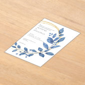Watercolor Blue Leaves Gold Wedding Invitation Acryleinladungen (Ablage )