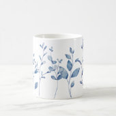 Watercolor Blue Leaves Kaffeetasse (Mittel)