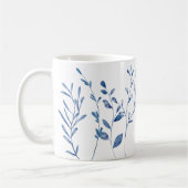 Watercolor Blue Leaves Kaffeetasse (Links)