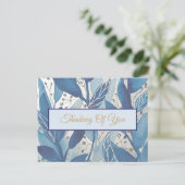 Watercolor blue leaves Thinking of You | Botanical Postkarte (Stehend Vorderseite)