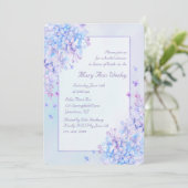 Watercolor Blue Lila Lilac Blume Brautparty Einladung (Stehend Vorderseite)