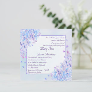 Watercolor Blue Lila Lilac Blume Einladende Karte