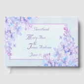 Watercolor Blue Lila Lilac Blume Gästebuch (Vorderseite)