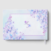 Watercolor Blue Lila Lilac Blume Gästebuch (Rückseite)