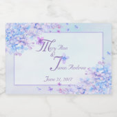 Watercolor Blue Lila Lilac Blume Schaumweinetikett (Einzelnes Label)