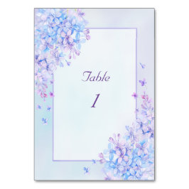 Watercolor Blue Lila Lilac Blume Tischnummer