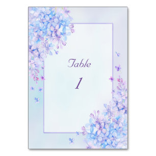 Watercolor Blue Lila Lilac Blume Tischnummer