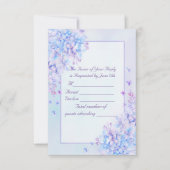 Watercolor Blue Lila Lilac Blume Wedding RSVP (Vorderseite)