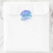 Watercolor Blue Lila Wedding Liebe & Danke Runder Aufkleber (Tasche)