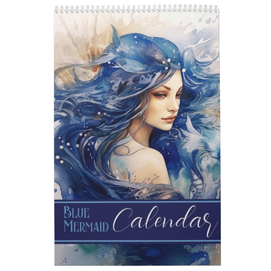 Watercolor Blue Mermaid Kalender (Titelbild)