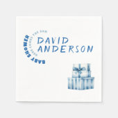 Watercolor blue minimalist baby shower boy serviette (Vorderseite)