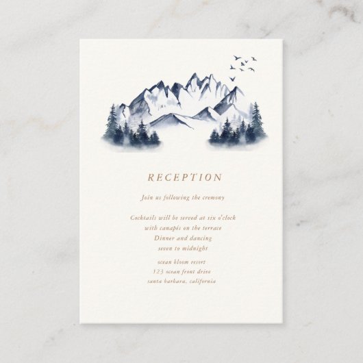 Watercolor Blue Mountain Empfang Begleitkarte (Vorderseite)