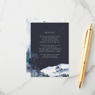 Watercolor Blue Mountain Wedding Details Card Begleitkarte